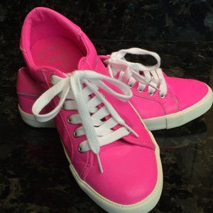 GAP Women's Pink Neon Glo Leather Sneakers 351419-03 Size 8